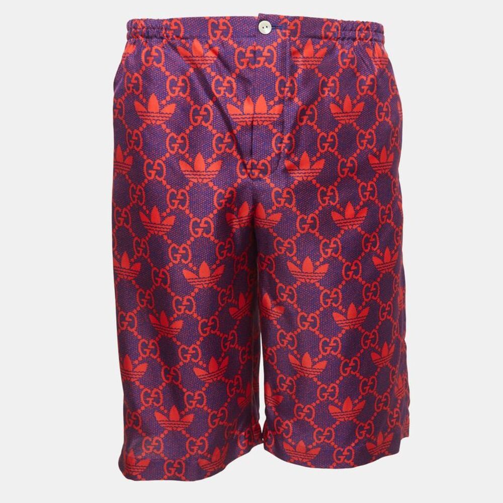 Gucci X Adidas Marco Gg/trefoil Print Silk Shorts S